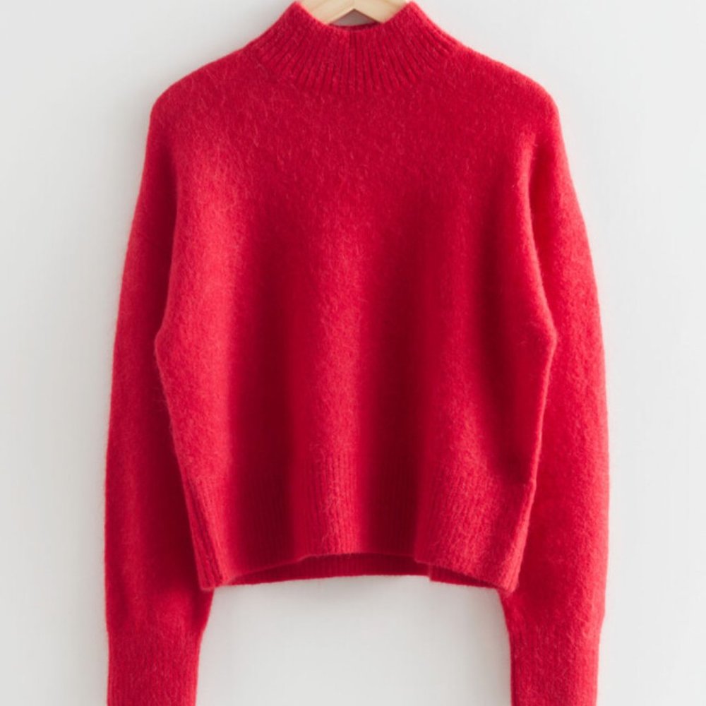 & Other Stories Red Mock Neck Sweater